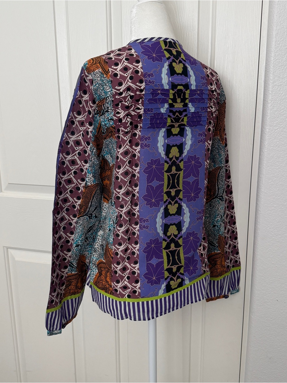 Etro Purple Multicolor Printed Long Sleeve Blouse - Picture 4 of 9